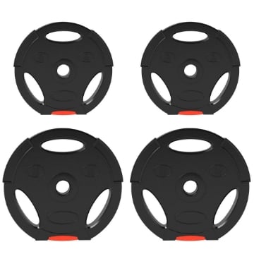 KIT PESI CON 2 DISCHI DA 10 KG E 2 DISCHI DA 5 KG IN POLIPROPILENE E SABBIA Ø 34X6 CM E Ø 27X4.5 CM NERO