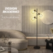 LAMPADA DA TERRA 40W CON 3 LUCI REGOLABILI E INTERRUTTORE A MANOPOLA IN METALLO 41X28X169 CM NERO