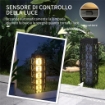 LAMPADA SOLARE DA GIARDINO CON ILLUMINAZIONE LED IN ACCIAIO E RATTAN PE 20X20X68 CM GRIGIO