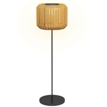 LAMPADA SOLARE DA GIARDINO CON ILLUMINAZIONE LED IN ACCIAIO E RATTAN PE, Ï34X130 CM GIALLO