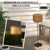 LAMPADA SOLARE DA GIARDINO CON ILLUMINAZIONE LED IN ACCIAIO E RATTAN PE, Ï34X130 CM GIALLO