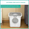 LETTIERA PER GATTI CHIUSA 2 INGRESSI CON VASSOIO E PALETTA IN PLASTICA PE 44X55X39 CM BIANCO