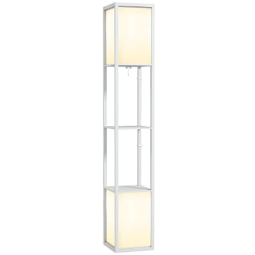 LAMPADA DA TERRA MODERNA CON 2 PARALUMI E 2 RIPIANI PER LAMPADINE E27 MAX 40W 26X26X156 CM BIANCO