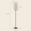 LAMPADA DA TERRA 40W CON INTERRUTTORE A PEDALE IN TESSUTO EFFETTO LINO E METALLO Ø 25X161.5 CM NERO E BEIGE