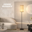 LAMPADA DA TERRA 40W CON INTERRUTTORE A PEDALE IN TESSUTO EFFETTO LINO E METALLO Ø 25X161.5 CM NERO E BEIGE
