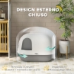LETTIERA PER GATTI CHIUSA CON GATTAIOLA E PALETTA IN PP 58X46X39 CM GRIGIO CHIARO E BIANCO