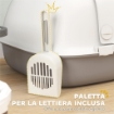 LETTIERA PER GATTI CHIUSA CON GATTAIOLA E PALETTA IN PP 58X46X39 CM GRIGIO CHIARO E BIANCO