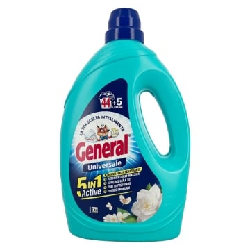GENERAL UNIVERSALE 5 IN 1 ACTIVE NUOVA FORMULA SGRASSANTE EFFICACE GIÀ A 30° FRESCO PROFUMO 44+5 LAVAGGI 1,98L OKX