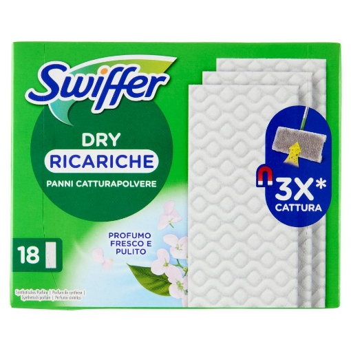 SWIFFER PANNI CATTURAPOLVERE PER SCOPA SWIFFER PROFUMO FRESCO E PULITO RICARICA 18 PANNI OKX