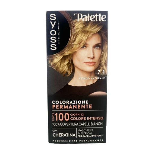PALETTE SYOSS COLORAZIONE PERMANENTE 100% COPERTURA CAPELLI BIANCHI PER CAPELLI PIÙ FORTI 7.1 BIONDO NATURALE OKX