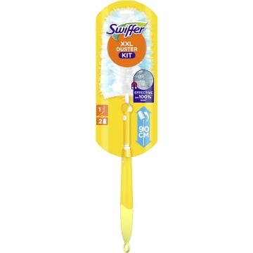 SWIFFER DUSTER XXL KIT RICARICA PIUMINI 2 PZ CON ASTA ALLUNGABILE 90 CM EFFICACE SUL 100% DELLA POLVERE OKX