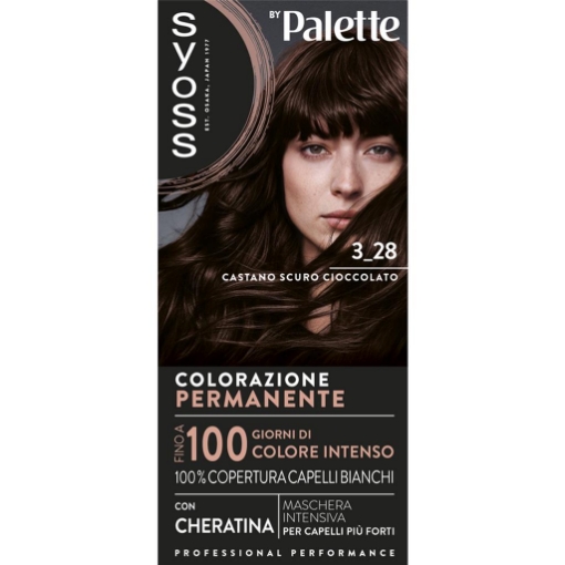 PALETTE SYOSS COLORAZIONE PERMANENTE 100% COPERTURA CAPELLI BIANCHI PER CAPELLI PIÙ FORTI 3.28 CASTANO SCURO CIOCCOLATO OKX