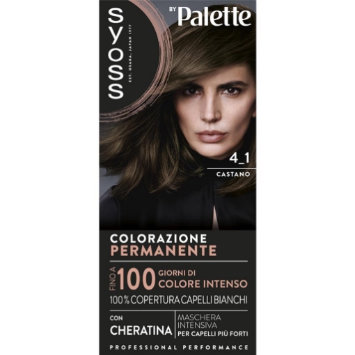 PALETTE SYOSS COLORAZIONE PERMANENTE 100% COPERTURA CAPELLI BIANCHI PER CAPELLI PIÙ FORTI 4.1 CASTANO OKX
