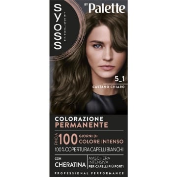 PALETTE SYOSS COLORAZIONE PERMANENTE 100% COPERTURA CAPELLI BIANCHI PER CAPELLI PIÙ FORTI 5.1 CASTANO CHIARO OKX