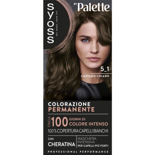 PALETTE SYOSS COLORAZIONE PERMANENTE 100% COPERTURA CAPELLI BIANCHI PER CAPELLI PIÙ FORTI 5.1 CASTANO CHIARO OKX