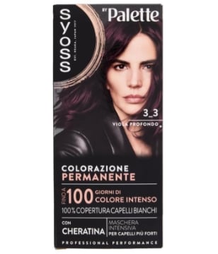 PALETTE SYOSS COLORAZIONE PERMANENTE 100% COPERTURA CAPELLI BIANCHI PER CAPELLI PIÙ FORTI 3.3 VIOLA PROFONDO OKX