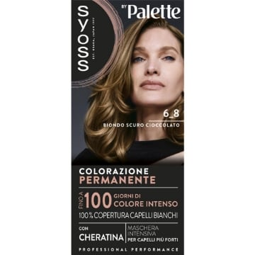 PALETTE SYOSS COLORAZIONE PERMANENTE 100% COPERTURA CAPELLI BIANCHI PER CAPELLI PIÙ FORTI 6.8 BIONDO SCURO CIOCCOLATO OKX