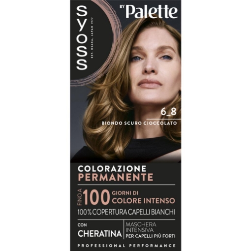 PALETTE SYOSS COLORAZIONE PERMANENTE 100% COPERTURA CAPELLI BIANCHI PER CAPELLI PIÙ FORTI 6.8 BIONDO SCURO CIOCCOLATO OKX