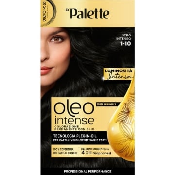 PALETTE SYOSS OLEO INTENSE COLORAZIONE PERMANENTE CON OLIO SENZA AMMONIACA CON 4 OLII GIAPPONESI 1.10 NERO INTENSO OKX 