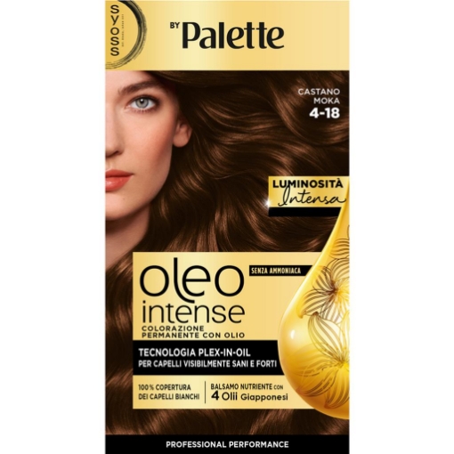 PALETTE SYOSS OLEO INTENSE COLORAZIONE PERMANENTE CON OLIO SENZA AMMONIACA CON 4 OLII GIAPPONESI 4.18 CASTANO MOKA OKX