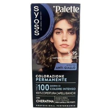 PALETTE SYOSS COLORAZIONE PERMANENTE 100% COPERTURA CAPELLI BIANCHI EFFETTO ANTI-GIALLO 5.95 CASTANO CHIARO FREDDO OKX