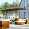 OMBRELLONE DECENTRATO Ø 3X2.5 M CON BASE A CROCE E MANOVELLA IN ACCIAIO E POLIESTERE COLOR CAFFÈ