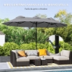 OMBRELLONE DOPPIO INCLINABILE A 45° CON MANOVELLA E PRESE D'ARIA IN ACCIAIO E POLIESTERE 285X147X227 CM GRIGIO