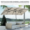 OMBRELLONE DOPPIO INCLINABILE E REGOLABILE CON CORDICELLA IN POLIESTERE E METALLO 150X295X170-214 CM CREMA