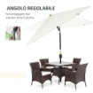 OMBRELLONE RETTANGOLARE 2X3 M PIEGHEVOLE E REGOLABILE CON MANOVELLA IN ALLUMINIO E POLIESTERE BIANCO CREMA