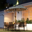 OMBRELLONE DOPPIO CON LUCI LED E BASE A CROCE IN POLIESTERE E ACCIAIO 295X150X219 CM BIANCO CREMA