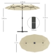 OMBRELLONE DOPPIO CON LUCI LED E BASE A CROCE IN POLIESTERE E ACCIAIO 295X150X219 CM BIANCO CREMA