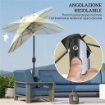 OMBRELLONE DOPPIO CON LUCI LED E BASE A CROCE IN POLIESTERE E ACCIAIO 295X150X219 CM BIANCO CREMA