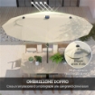 OMBRELLONE DOPPIO CON LUCI LED E BASE A CROCE IN POLIESTERE E ACCIAIO 295X150X219 CM BIANCO CREMA