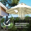 OMBRELLONE DOPPIO CON LUCI LED E BASE A CROCE IN POLIESTERE E ACCIAIO 295X150X219 CM BIANCO CREMA