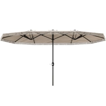 OMBRELLONE DOPPIO A 12 STECCHE CON MANOVELLA IN POLIESTERE E ACCIAIO 450X265X260 CM BIANCO CREMA
