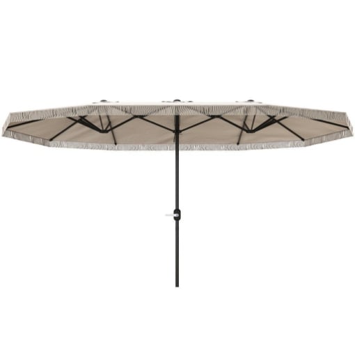 OMBRELLONE DOPPIO A 12 STECCHE CON MANOVELLA IN POLIESTERE E ACCIAIO 450X265X260 CM BIANCO CREMA