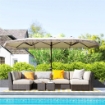 OMBRELLONE DOPPIO A 12 STECCHE CON MANOVELLA IN POLIESTERE E ACCIAIO 450X265X260 CM BIANCO CREMA