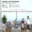OMBRELLONE DOPPIO A 12 STECCHE CON MANOVELLA IN POLIESTERE E ACCIAIO 450X265X260 CM BIANCO CREMA