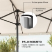 OMBRELLONE DOPPIO A 12 STECCHE CON MANOVELLA IN POLIESTERE E ACCIAIO 450X265X260 CM BIANCO CREMA