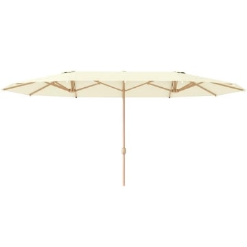 OMBRELLONE DOPPIO CON APERTURA A MANOVELLA IN ACCIAIO INOX E POLIESTERE 455X265X238 CM BEIGE