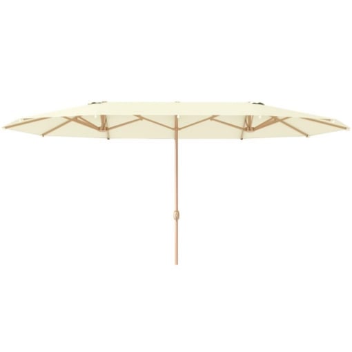 OMBRELLONE DOPPIO CON APERTURA A MANOVELLA IN ACCIAIO INOX E POLIESTERE 455X265X238 CM BEIGE