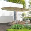 OMBRELLONE DOPPIO CON APERTURA A MANOVELLA IN ACCIAIO INOX E POLIESTERE 455X265X238 CM BEIGE