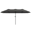 OMBRELLONE DOPPIO CON PRESE D'ARIA E MANOVELLA IN METALLO E POLIESTERE 4X2.2X2.34 M NERO E GRIGIO SCURO