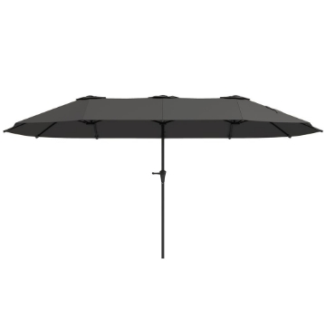 OMBRELLONE DOPPIO CON PRESE D'ARIA E MANOVELLA IN METALLO E POLIESTERE 4X2.2X2.34 M NERO E GRIGIO SCURO