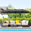OMBRELLONE DOPPIO CON PRESE D'ARIA E MANOVELLA IN METALLO E POLIESTERE 4X2.2X2.34 M NERO E GRIGIO SCURO