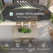 OMBRELLONE DOPPIO CON PRESE D'ARIA E MANOVELLA IN METALLO E POLIESTERE 4X2.2X2.34 M NERO E GRIGIO SCURO