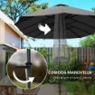OMBRELLONE DOPPIO CON PRESE D'ARIA E MANOVELLA IN METALLO E POLIESTERE 4X2.2X2.34 M NERO E GRIGIO SCURO