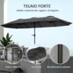 OMBRELLONE DOPPIO CON PRESE D'ARIA E MANOVELLA IN METALLO E POLIESTERE 4X2.2X2.34 M NERO E GRIGIO SCURO