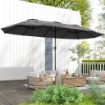OMBRELLONE DOPPIO CON PRESE D'ARIA E MANOVELLA IN METALLO E POLIESTERE 4X2.2X2.34 M NERO E GRIGIO SCURO