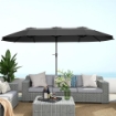 OMBRELLONE DOPPIO CON PRESE D'ARIA E MANOVELLA IN METALLO E POLIESTERE 4X2.2X2.34 M NERO E GRIGIO SCURO